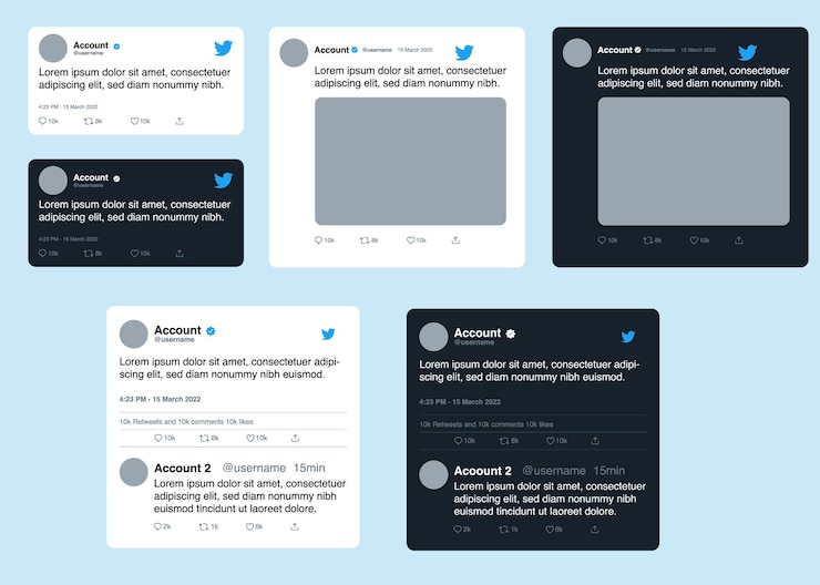 Vettore mock up del modello vettoriale tweet e risposta di twitter