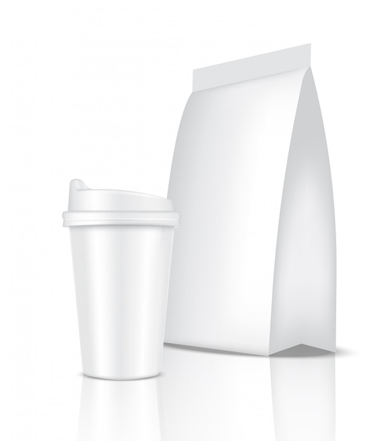 Mock up Realistic Coffee White Cup