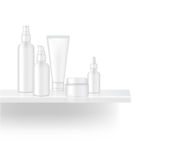 Mock up Realistic Shelf per mostrare il prodotto Skincare White Bottle