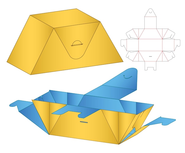 Mockup 3d di progettazione del modello fustellato di imballaggio della scatola