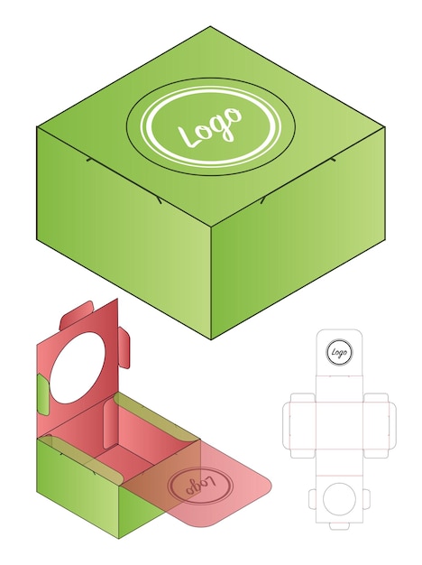 Mockup 3d di progettazione del modello fustellato di imballaggio della scatola