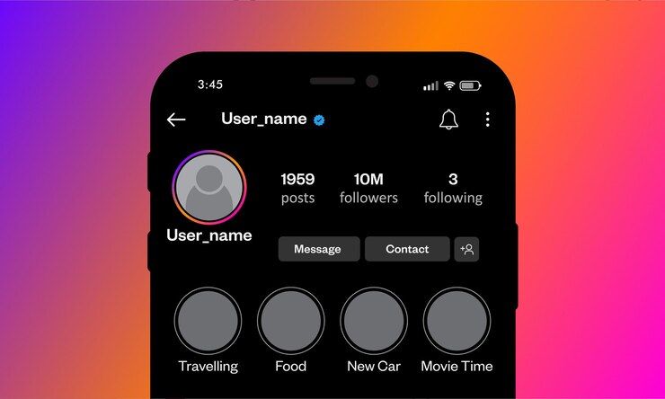 Vettore mockup del profilo di instagram