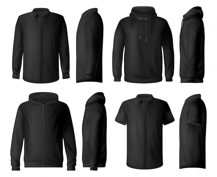 Vettore mockup di abbigliamento, camicia e felpa da uomo