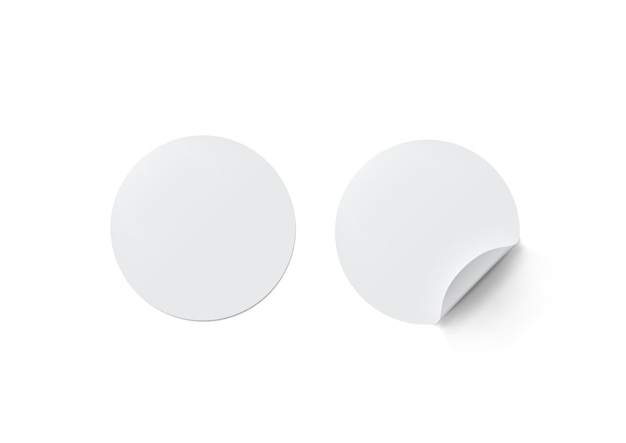 Mockup di adesivi adesivi rotondi con angolo curvo