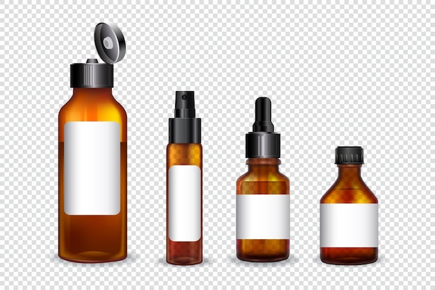 Mockup di bottiglie di vetro ambra