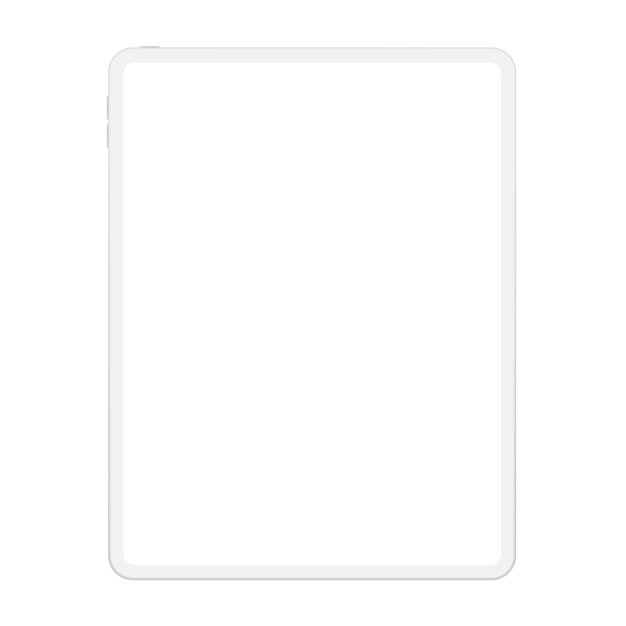 Mockup di computer tablet bianco pulito morbido di alta qualità nuova versione realistica con schermo bianco vuoto