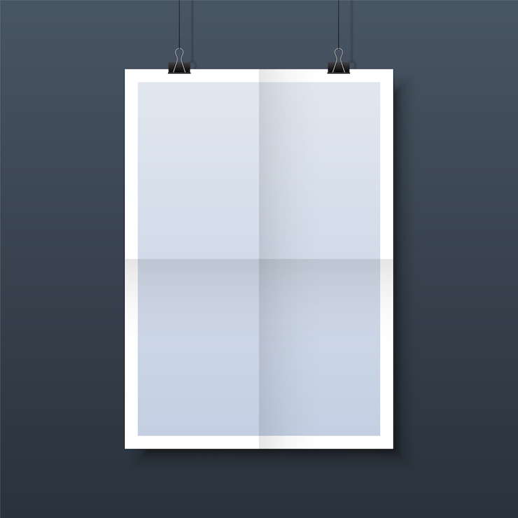 Vettore mockup di cornice di carta appeso con graffetta