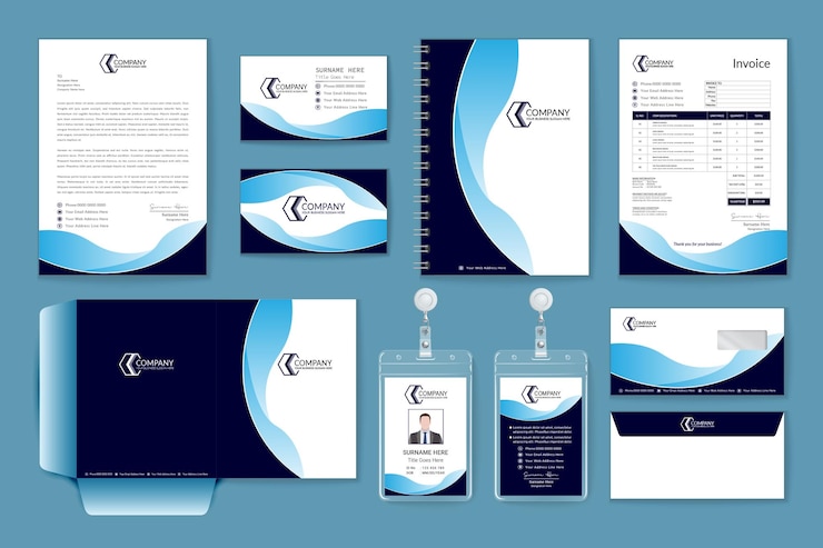 Vettore mockup di identità del marchio minimalista della società di costruzioni commerciali di set di cancelleria