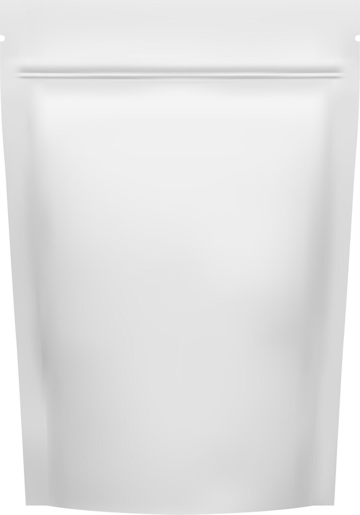 Mockup di imballaggio della borsa in piedi in bianco bianco con cerniera