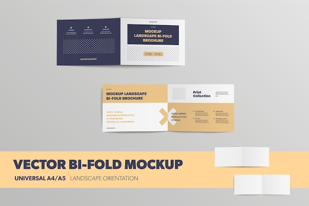 Mockup di libretti universali aperti fronte e retro A4 A5 isolati sullo sfondo