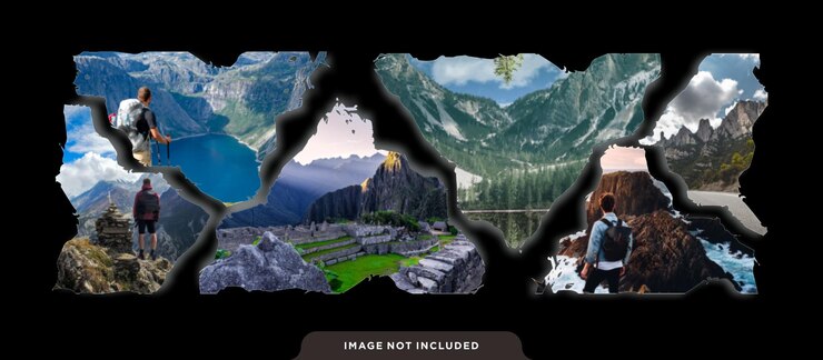 Vettore mockup di moodboard per cornici per foto strappate da viaggio