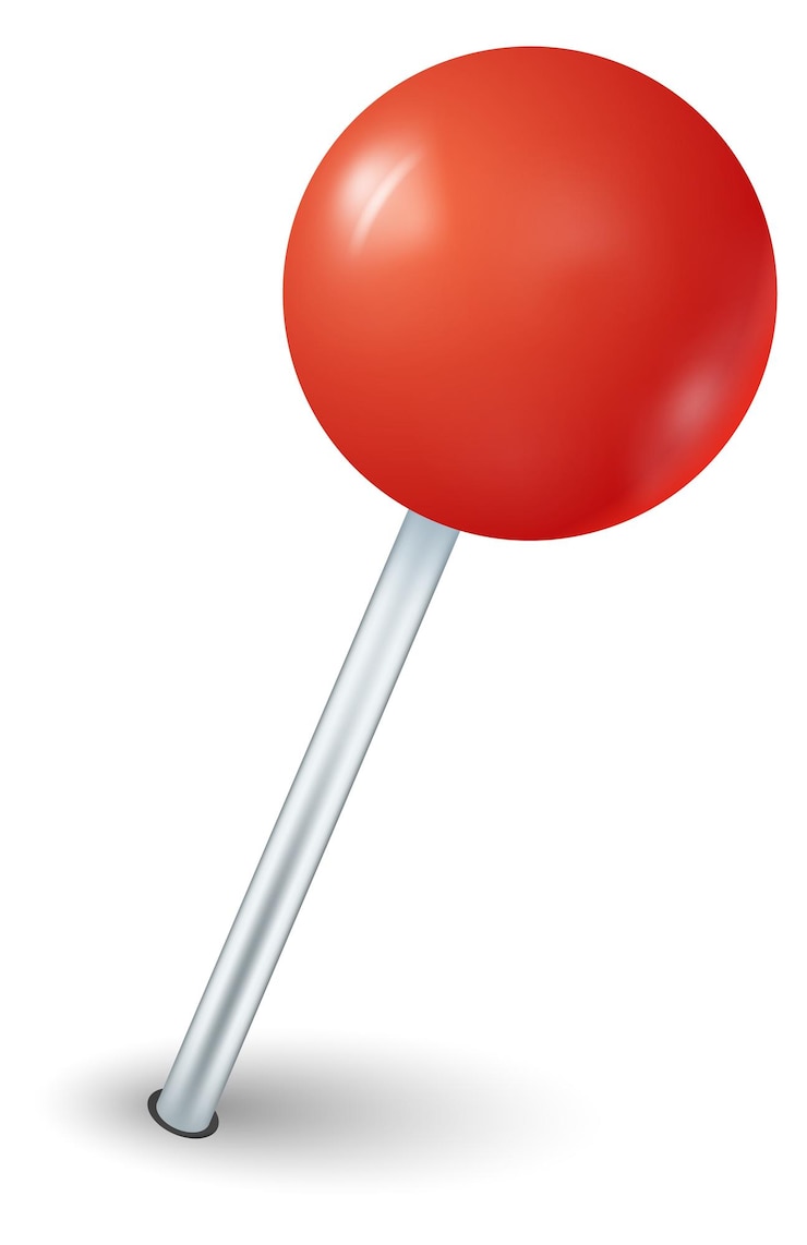 Vettore mockup di pin tondo rosso strumento di fissaggio per ufficio realistico