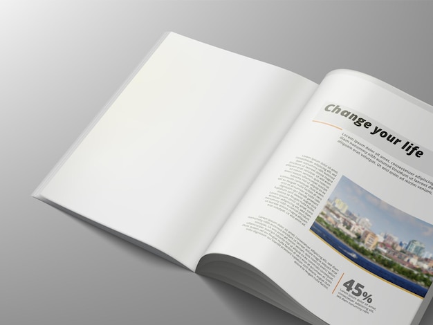 Mockup di rivista 3D realistico con pagina pulita