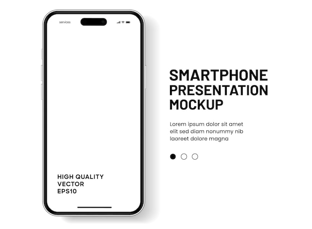 Mockup di smartphone 3d di alta qualità con angolazione diversa e sfondo isolato per mostrare l'app mobile