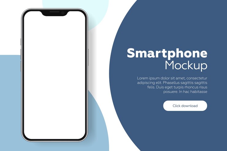 Vettore mockup di smartphone 3d di alta qualità con angolazione diversa e sfondo isolato per mostrare l'app mobile