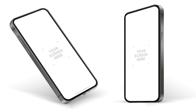 Mockup di smartphone 3D di alta qualità con angolo diverso e sfondo isolato per la mostra di app mobile