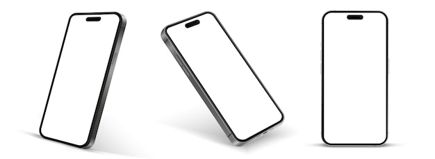 Mockup di smartphone 3D di alta qualità con angolo diverso e sfondo isolato per la mostra di app mobile