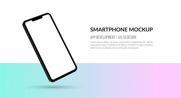 Mockup di smartphone con schermo vuoto, modello per lo sviluppo di app e UX / UI design