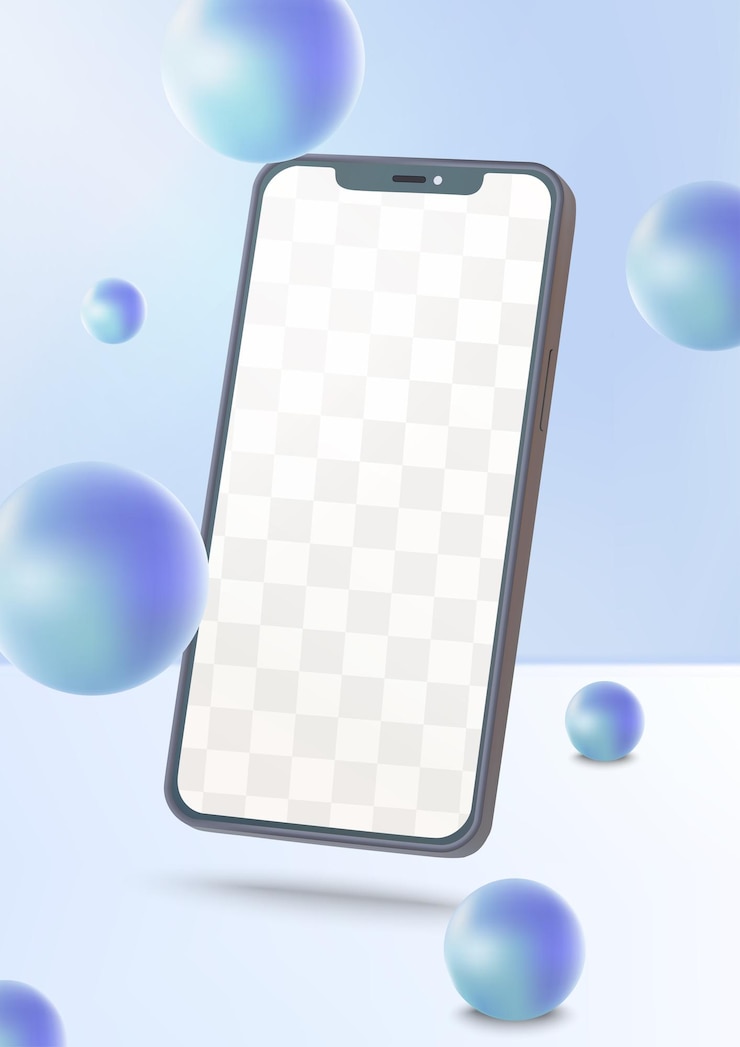 Vettore mockup di smartphone con sfondo astratto 3d moderno