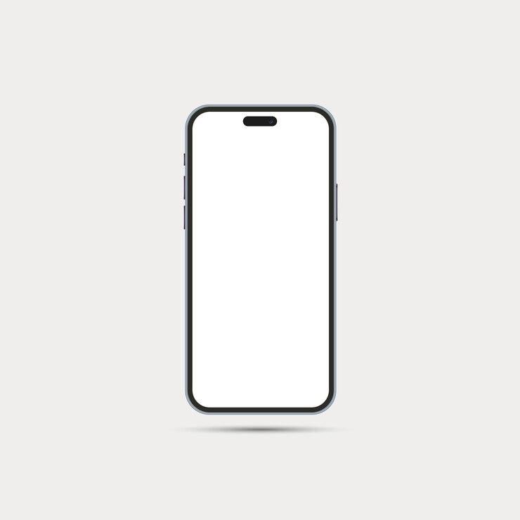 Vettore mockup di smartphone frontale realistico telaio di telefono cellulare con display bianco vuoto isolato sullo sfondo modello di dispositivo telefonico vettoriale