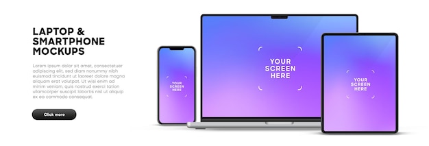 Mockup di tablet per smartphone portatile moderno 3d di alta qualità per la presentazione con sfondo isolato