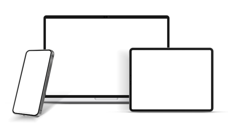 Vettore mockup di tablet per smartphone portatile moderno 3d di alta qualità per la presentazione con sfondo isolato