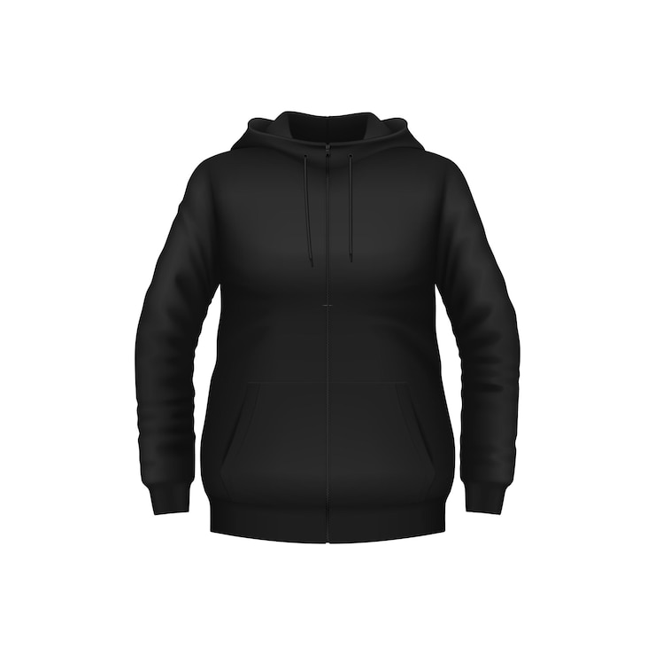 Vettore mockup di vettore realistico felpa con cappuccio felpa nera