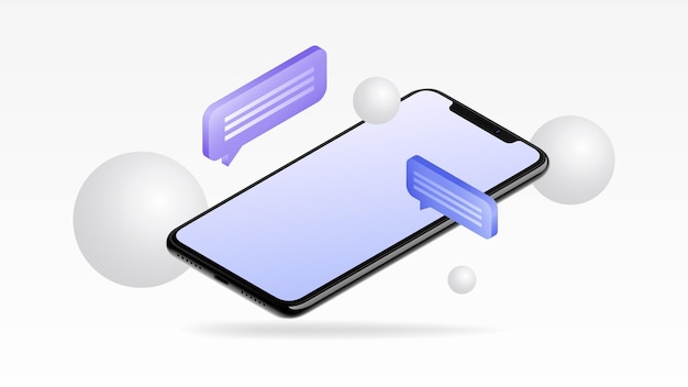 Mockup per smartphone bianco con illustrazione vettoriale di fumetti