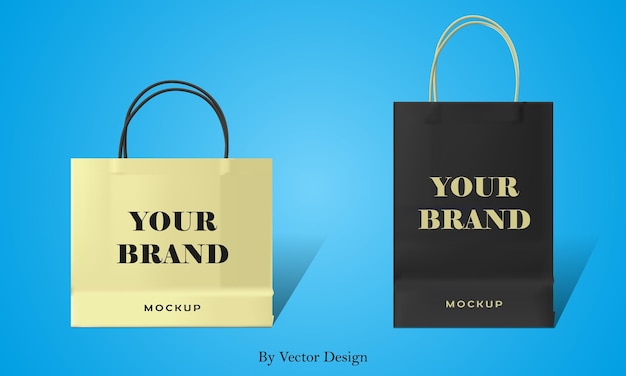 Mockup realistico della borsa del negozio di tote con il colore nero e verde dal disegno vettoriale