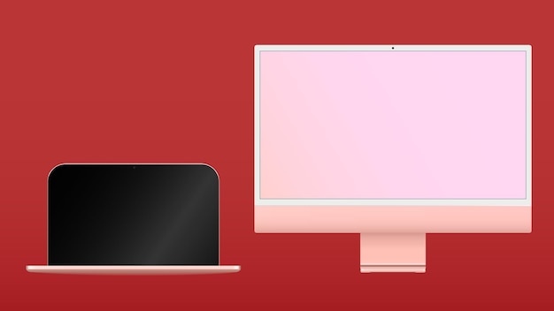 Mockup realistico dello schermo del computer Banner mockup del monitor del computer Schermo con schermo nero