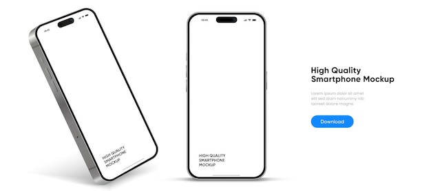 Mockup realistico di smartphone vettore di telefono cellulare con isolato su sfondo bianco fronte del dispositivo