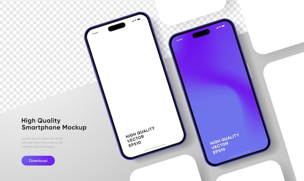 Mockup realistico di smartphone vettore di telefono cellulare con isolato su sfondo bianco fronte del dispositivo