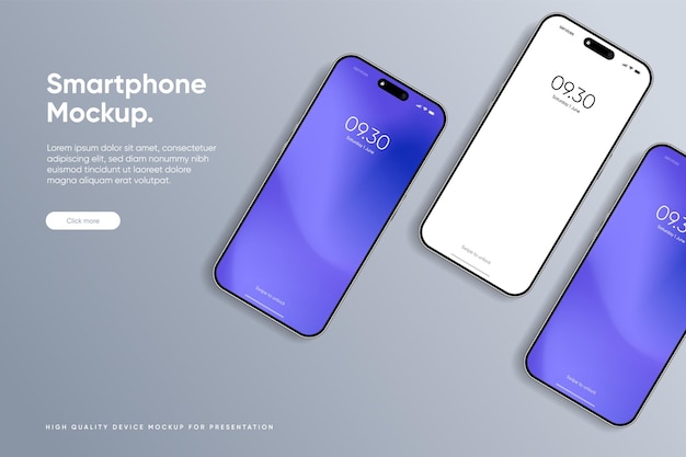 Mockup realistico di smartphone vettore di telefono cellulare con isolato su sfondo bianco fronte del dispositivo