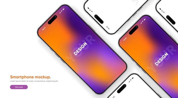 Mockup realistico di smartphone vettore di telefono cellulare con isolato su sfondo bianco fronte del dispositivo