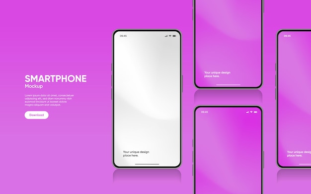Mockup realistico di smartphone vettore di telefono cellulare con isolato su sfondo bianco fronte del dispositivo