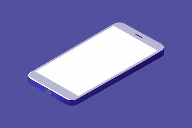 Mockup vettoriale 3D di smartphone con schermata bianca vuota Illustrazione realistica del dispositivo per la progettazione