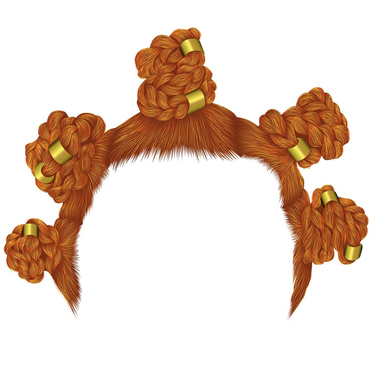Vettore moda acconciatura africana buns trecce grafica realistica stile di bellezza di moda