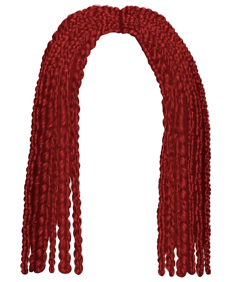 Vettore moda africana capelli rossi cornrows kare realistico 3d moda bellezza stile moda africana kare acconciatura parrucca