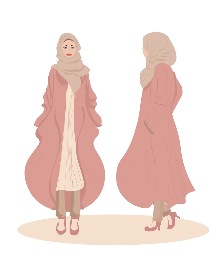 Vettore moda moderna per ragazza hijab premium vettoriale