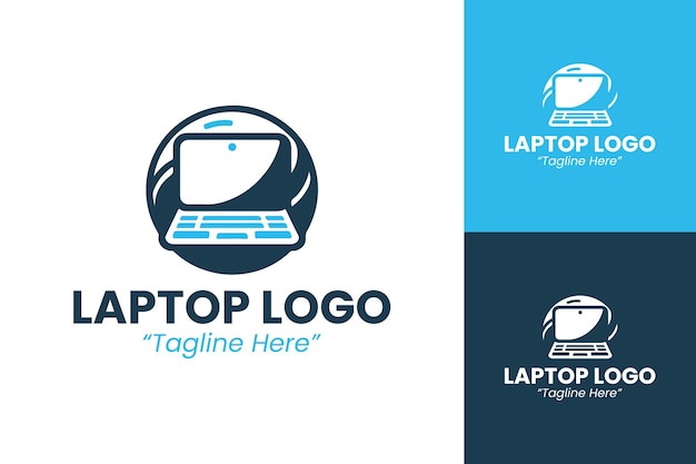 Modelli creativi di logo per portatili per aziende IT e tecnologiche