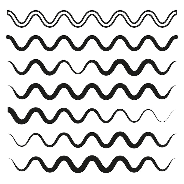 Modelli d'onda minimalisti vettoriali Disegno di linee ondulate bianche e nere senza cuciture Abstract