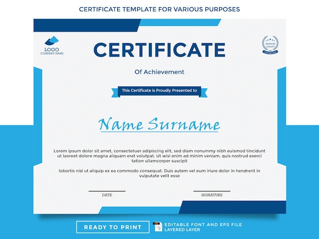 modelli di certificati pronti per la stampa per vari scopi
