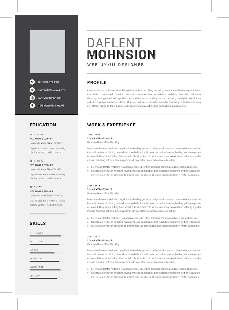 Vettore modelli di curriculum vitae professional resume letterhead cover letter business layout job applications