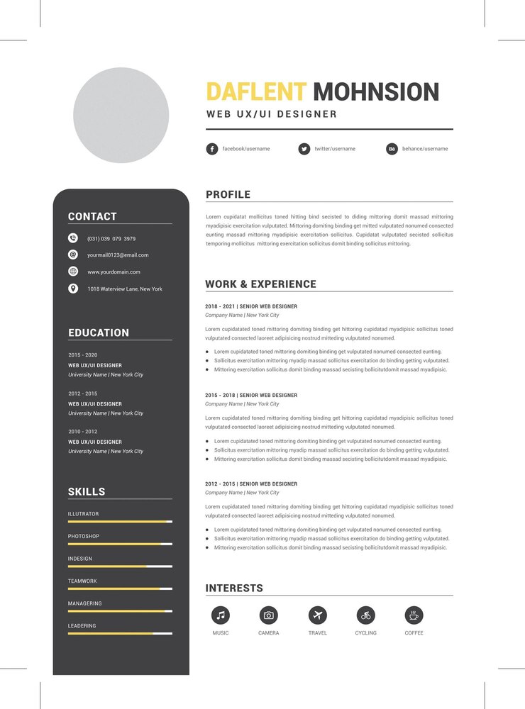 Vettore modelli di curriculum vitae professional resume letterhead cover letter business layout job applications