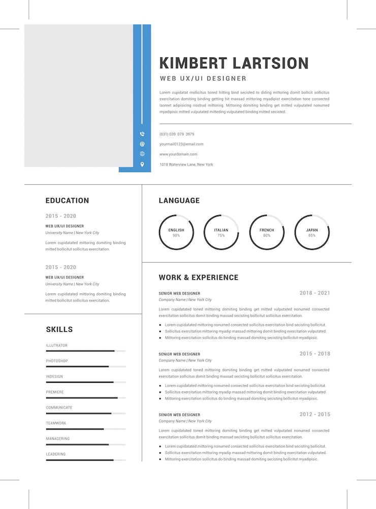 Vettore modelli di curriculum vitae professional resume letterhead cover letter business layout job applications