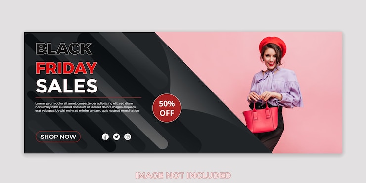 Vettore modelli di design della copertina dei social media per le vendite del black friday