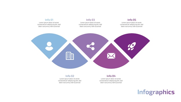 Modelli di infografica a più fasi per il diagramma di flusso aziendale