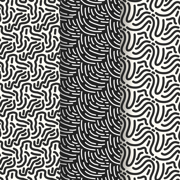 Modelli di linee arrotondate in bianco e nero