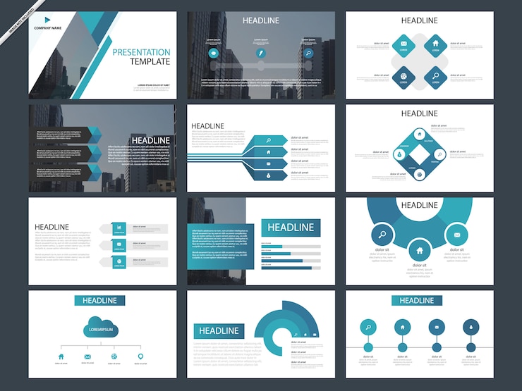Vettore modelli di presentazione astratta blu infographic