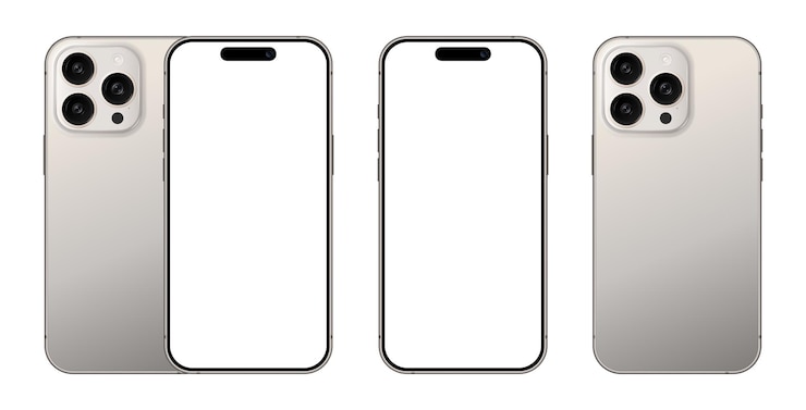 Vettore modelli di schermo vuoti di dispositivi mobili realistici set di smartphone con tripla telecamera vettoriale
